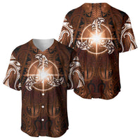 New Zealand Matariki Tupuanuku Baseball Jersey Maori Moko Brown Galaxy LT05 - Polynesian Pride