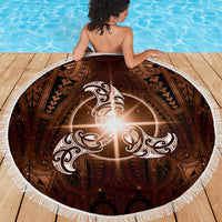 New Zealand Matariki Tupuanuku Beach Blanket Maori Moko Brown Galaxy LT05 - Polynesian Pride