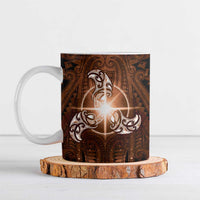 New Zealand Matariki Tupuanuku Ceramic Mug Maori Moko Brown Galaxy