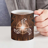 New Zealand Matariki Tupuanuku Ceramic Mug Maori Moko Brown Galaxy
