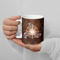 New Zealand Matariki Tupuanuku Ceramic Mug Maori Moko Brown Galaxy