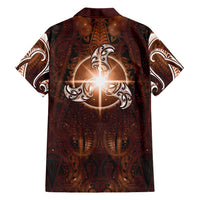 New Zealand Matariki Tupuanuku Family Matching Long Sleeve Bodycon Dress and Hawaiian Shirt Maori Moko Brown Galaxy LT05 - Polynesian Pride