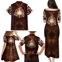 New Zealand Matariki Tupuanuku Family Matching Puletasi and Hawaiian Shirt Maori Moko Brown Galaxy LT05 - Polynesian Pride