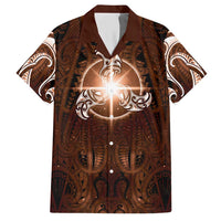 New Zealand Matariki Tupuanuku Hawaiian Shirt Maori Moko Brown Galaxy LT05 Brown - Polynesian Pride