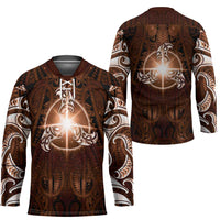 New Zealand Matariki Tupuanuku Hockey Jersey Maori Moko Brown Galaxy LT05 - Polynesian Pride
