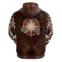 New Zealand Matariki Tupuanuku Hoodie Maori Moko Brown Galaxy LT05 - Polynesian Pride