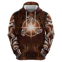 New Zealand Matariki Tupuanuku Hoodie Maori Moko Brown Galaxy LT05 - Polynesian Pride