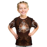 New Zealand Matariki Tupuanuku Kid T Shirt Maori Moko Brown Galaxy LT05 Brown - Polynesian Pride