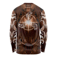 New Zealand Matariki Tupuanuku Long Sleeve Shirt Maori Moko Brown Galaxy LT05 - Polynesian Pride