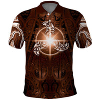 New Zealand Matariki Tupuanuku Polo Shirt Maori Moko Brown Galaxy LT05 Brown - Polynesian Pride