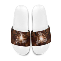 New Zealand Matariki Tupuanuku Slide Sandals Maori Moko Brown Galaxy LT05 Brown - Polynesian Pride