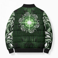 New Zealand Matariki Tupuarangi Bomber Puffer Jacket Maori Moko Green Galaxy