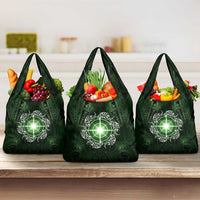 New Zealand Matariki Tupuarangi Grocery Bag Maori Moko Green Galaxy LT05 3-pack One Size Green - Polynesian Pride