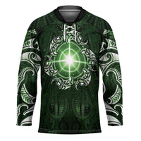 New Zealand Matariki Tupuarangi Hockey Jersey Maori Moko Green Galaxy LT05 Unisex Green - Polynesian Pride