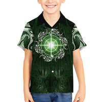 New Zealand Matariki Tupuarangi Kid Hawaiian Shirt Maori Moko Green Galaxy LT05 Kid Green - Polynesian Pride
