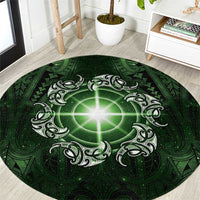 New Zealand Matariki Tupuarangi Round Carpet Maori Moko Green Galaxy LT05 Green - Polynesian Pride
