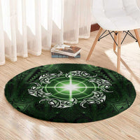 New Zealand Matariki Tupuarangi Round Carpet Maori Moko Green Galaxy LT05 - Polynesian Pride