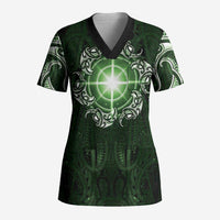 New Zealand Matariki Tupuarangi Scrub Top Maori Moko Green Galaxy