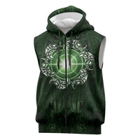 New Zealand Matariki Tupuarangi Sleeveless Zip Hoodie Maori Moko Green Galaxy