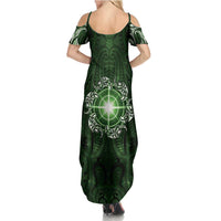 New Zealand Matariki Tupuarangi Summer Maxi Dress Maori Moko Green Galaxy LT05 - Polynesian Pride