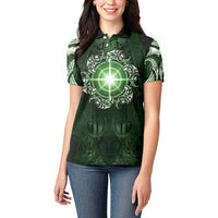 New Zealand Matariki Tupuarangi Women Polo Shirt Maori Moko Green Galaxy LT05 - Polynesian Pride