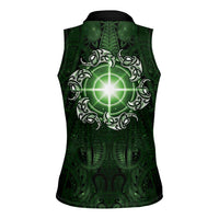 New Zealand Matariki Tupuarangi Women Sleeveless Polo Shirt Maori Moko Green Galaxy LT05 - Polynesian Pride