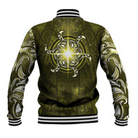 New Zealand Matariki Hiwaiterangi Baseball Jacket Maori Moko Yellow Galaxy LT05 - Polynesian Pride