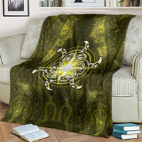 New Zealand Matariki Hiwaiterangi Blanket Maori Moko Yellow Galaxy LT05 - Polynesian Pride