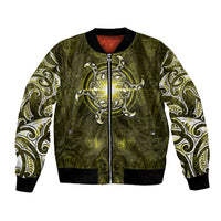 New Zealand Matariki Hiwaiterangi Bomber Jacket Maori Moko Yellow Galaxy LT05 Unisex Yellow - Polynesian Pride