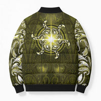 New Zealand Matariki Hiwaiterangi Bomber Puffer Jacket Maori Moko Yellow Galaxy LT05 - Polynesian Pride