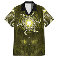 New Zealand Matariki Hiwaiterangi Family Matching Long Sleeve Bodycon Dress and Hawaiian Shirt Maori Moko Yellow Galaxy LT05 Dad's Shirt - Short Sleeve Yellow - Polynesian Pride