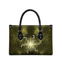 New Zealand Matariki Hiwaiterangi Leather Bag Maori Moko Yellow Galaxy LT05 - Polynesian Pride