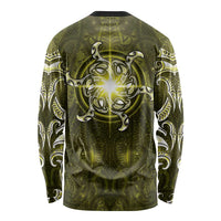 New Zealand Matariki Hiwaiterangi Long Sleeve Shirt Maori Moko Yellow Galaxy