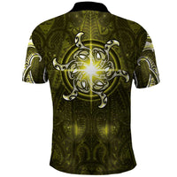 New Zealand Matariki Hiwaiterangi Polo Shirt Maori Moko Yellow Galaxy