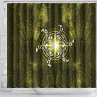 New Zealand Matariki Hiwaiterangi Shower Curtain Maori Moko Yellow Galaxy LT05 - Polynesian Pride