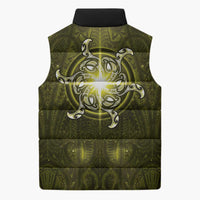 New Zealand Matariki Hiwaiterangi Sleeveless Puffer Jacket Maori Moko Yellow Galaxy LT05 - Polynesian Pride