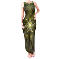 New Zealand Matariki Hiwaiterangi Tank Maxi Dress Maori Moko Yellow Galaxy