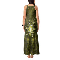 New Zealand Matariki Hiwaiterangi Tank Maxi Dress Maori Moko Yellow Galaxy