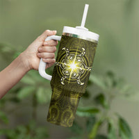 New Zealand Matariki Hiwaiterangi Tumbler With Handle Maori Moko Yellow Galaxy LT05 - Polynesian Pride