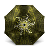 New Zealand Matariki Hiwaiterangi Umbrella Maori Moko Yellow Galaxy LT05 One Size Folded 11.42 inch Opened Diameter 37.4 inch Yellow - Polynesian Pride