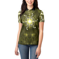 New Zealand Matariki Hiwaiterangi Women Polo Shirt Maori Moko Yellow Galaxy LT05 - Polynesian Pride