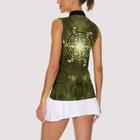 New Zealand Matariki Hiwaiterangi Women Sleeveless Polo Shirt Maori Moko Yellow Galaxy LT05 - Polynesian Pride
