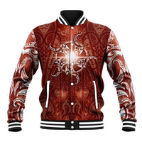 New Zealand Matariki Pohutukawa Baseball Jacket Maori Moko Red Galaxy