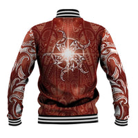 New Zealand Matariki Pohutukawa Baseball Jacket Maori Moko Red Galaxy