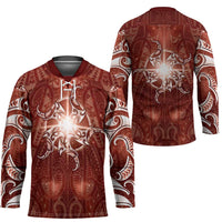 New Zealand Matariki Pohutukawa Hockey Jersey Maori Moko Red Galaxy LT05 - Polynesian Pride