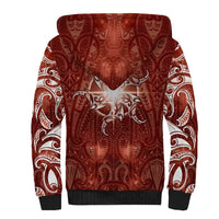 New Zealand Matariki Pohutukawa Sherpa Hoodie Maori Moko Red Galaxy LT05 - Polynesian Pride