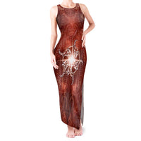 New Zealand Matariki Pohutukawa Tank Maxi Dress Maori Moko Red Galaxy LT05 Women Red - Polynesian Pride