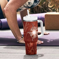 New Zealand Matariki Pohutukawa Tumbler With Handle Maori Moko Red Galaxy LT05 - Polynesian Pride