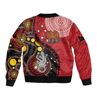 Papua New Guinea And Australia Aboriginal Bomber Jacket Bird Of Paradise And Kangaroo Together