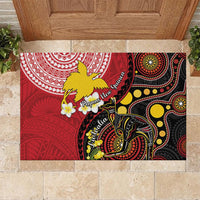 Papua New Guinea And Australia Aboriginal Rubber Doormat Bird Of Paradise And Kangaroo Together